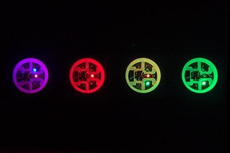 Macro shot of a single WS2812B addressable RGB LED chip